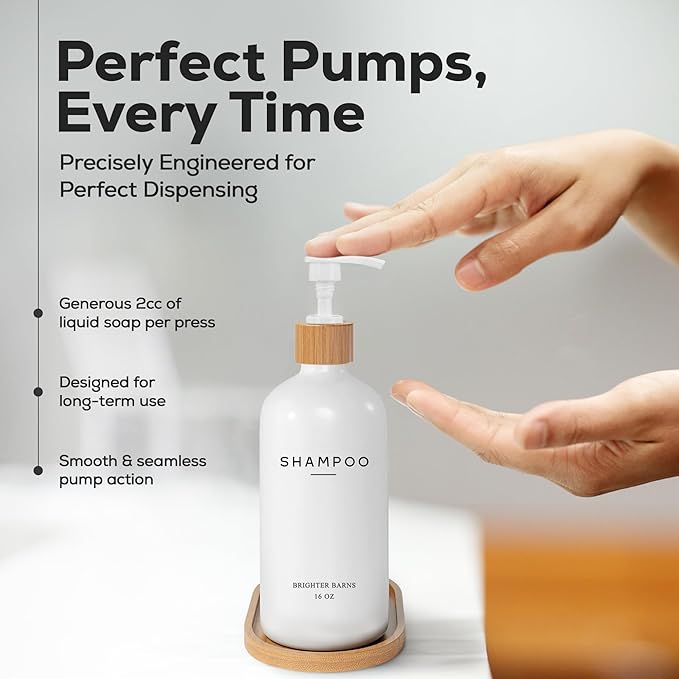 White Shampoo and Conditioner Dispenser Set by Brighter Barns - Image 4