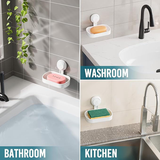 TAILI Soap Dish Soap Holder Suction Cup Powerful Vacuum Suction, Strong Bar - Image 8