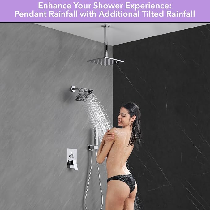 VANFOXLE Shower Faucet Set Chrome Shower System, Push Button Diverter Shower - Image 7