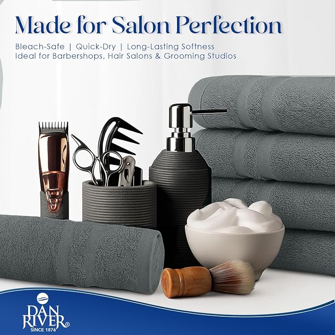 DAN RIVER 100% Cotton Salon Towels Set – 16x26 inches, Highly Absorbent and - Image 2