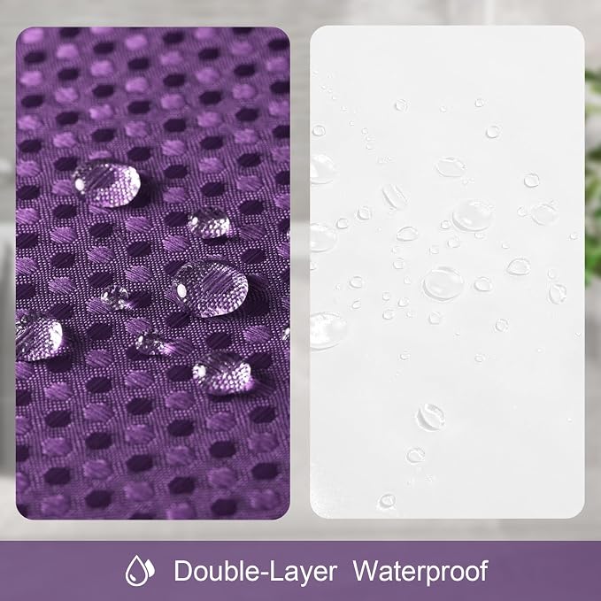 3 in 1 Extra Long Purple Shower Curtain Set-72 W x 84 H, Modern Waffle and PEVA - Image 6