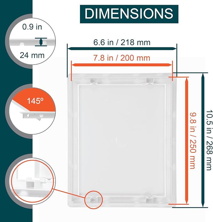 8" x 10" White Plastic Access Panel. Service Shaft Door Panel. Plumbing - Image 2