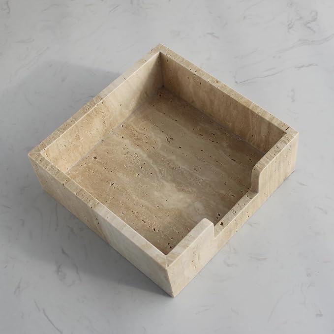 Travertine Luncheon Napkin Holder 7.5" x 7.5" x 2.76" - Image 2