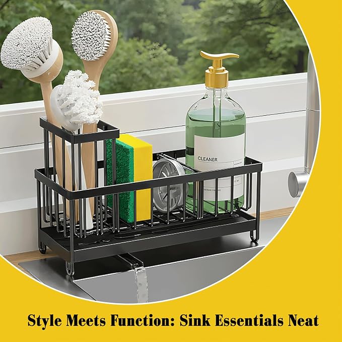 5 in 1 Kitchen Sink Caddy Organizer, Rustproof Stainless Steel Sink Caddy - Image 3