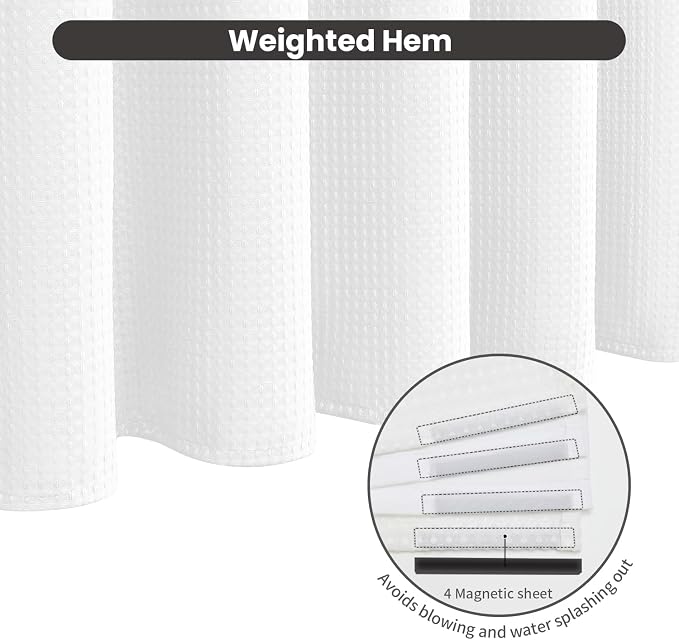 Inhousolu No Hook Waffle Weave Shower Curtain - Image 4