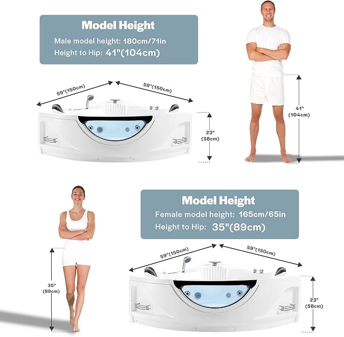 Empava Corner Whirlpool Bathtub - Image 5