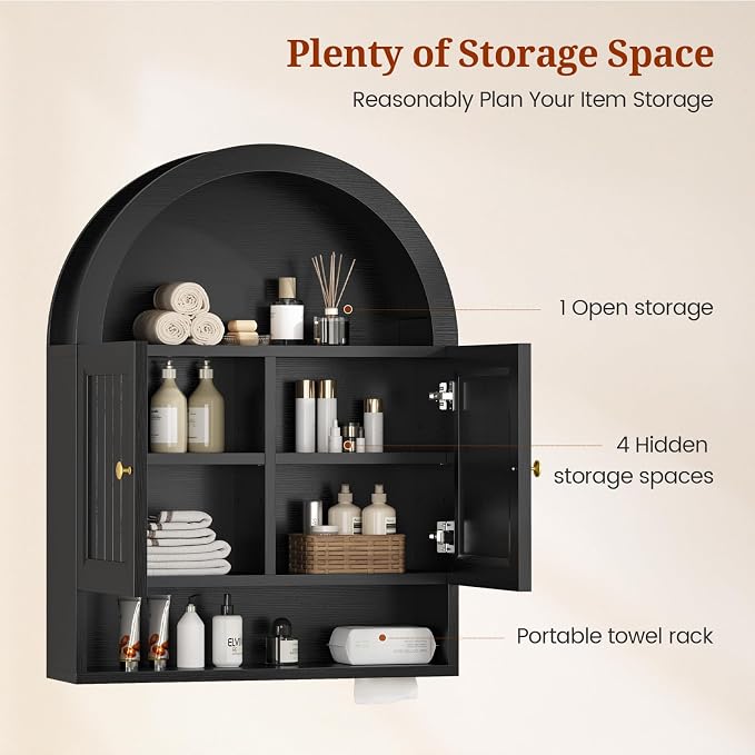 Arched Bathroom Wall Cabinet, 27.4 x 36.4'' Over The Toilet Cabinet - Image 3