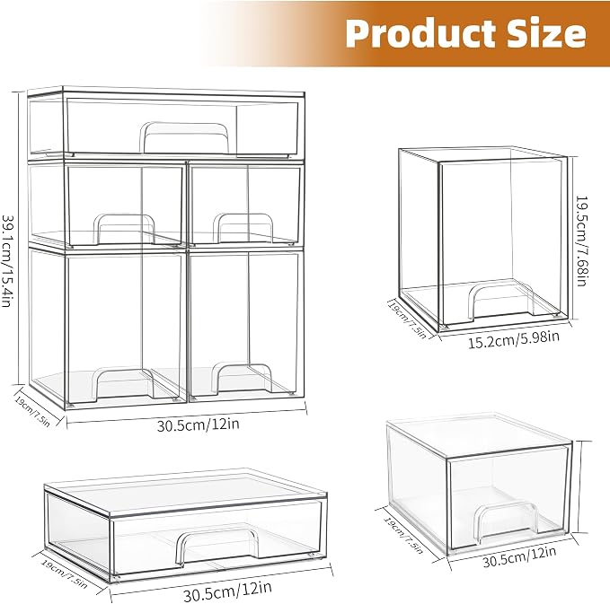 Baby Bottle Organizer, 5 Pack Stackable Storage Drawers - Image 3