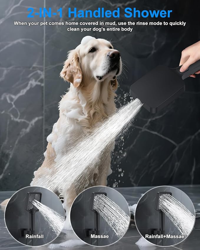 Shower System with Pressure Balance Valve, Matte Black - Image 4