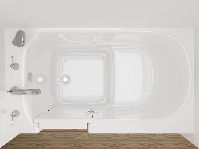 ANZZI Walk In Tub 53'' x 30'' Left Drain Soaking Bathtub in White Walk-In - Image 4