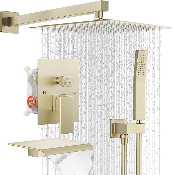 Rain Shower Faucet Set Wall Mounted Rainfall by IUERASD