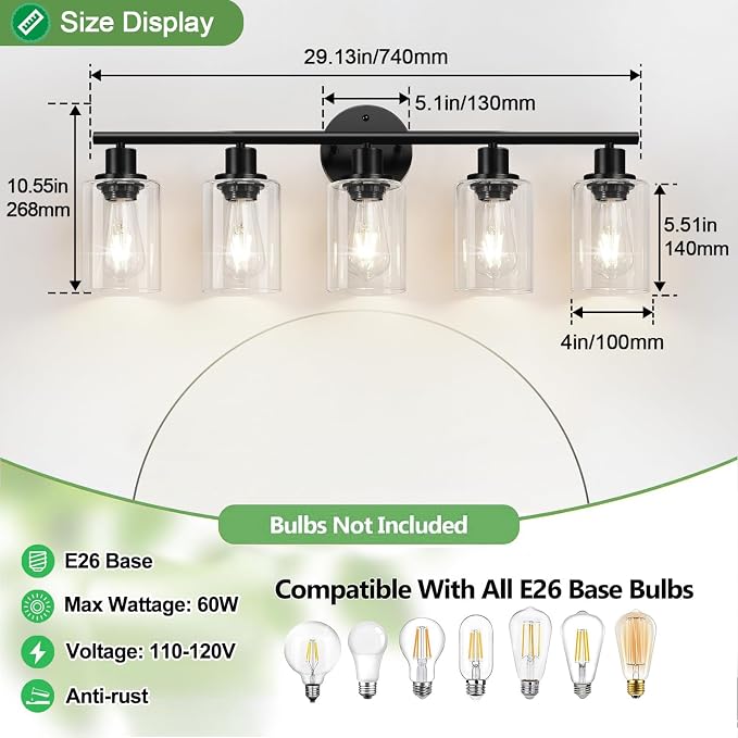 5-Light Bathroom Light Fixtures, Bathroom Wall Lamp - Image 8