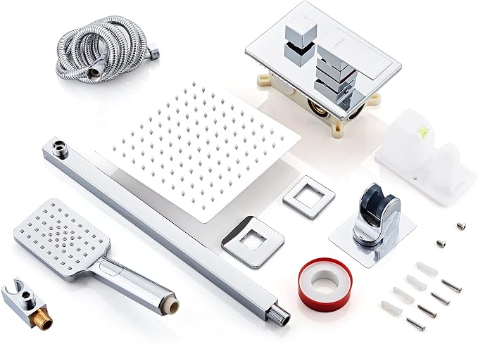 Shower System, Shower Faucet Set Complete Square Rain Shower Combo Set - Image 6