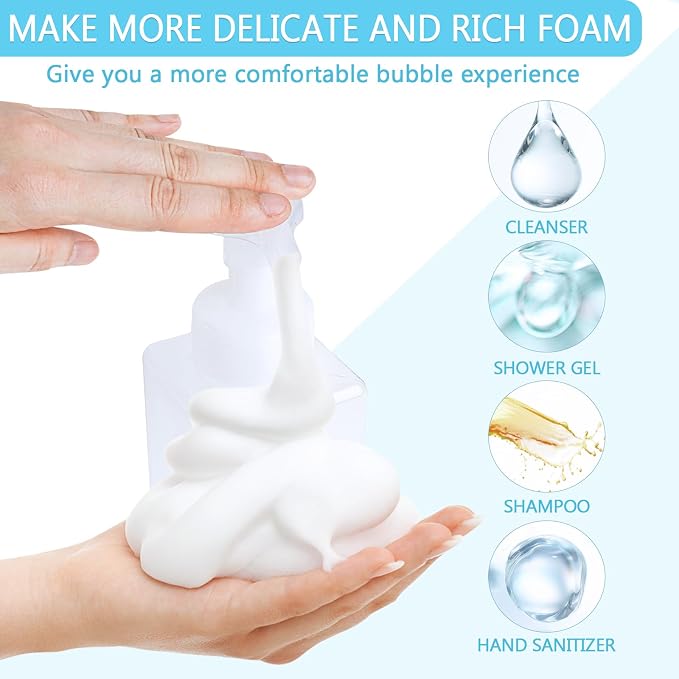 Foaming Soap Dispenser 15oz/450ml Clear Empty Foam Soap Dispensers, Square - Image 5