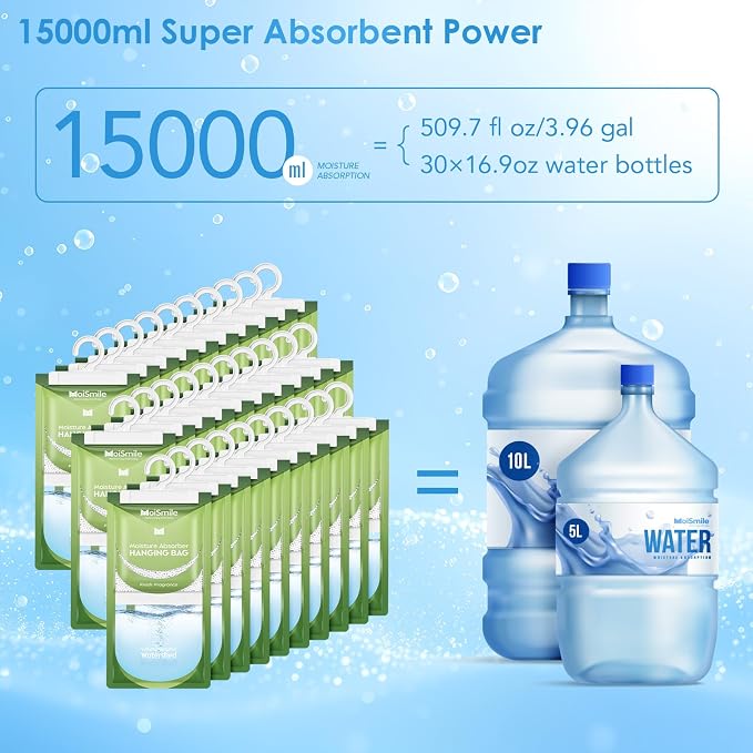 Moisture Absorbers 30 Pack Fresh Fragrance, Hanging Closet Dehumidifier Bags - Image 4