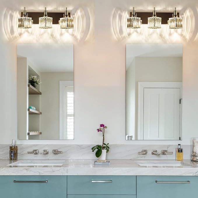 Modern Crystal Bathroom Vanity Light 3-Light Wall Light Fixtures Over Mirror - Image 7