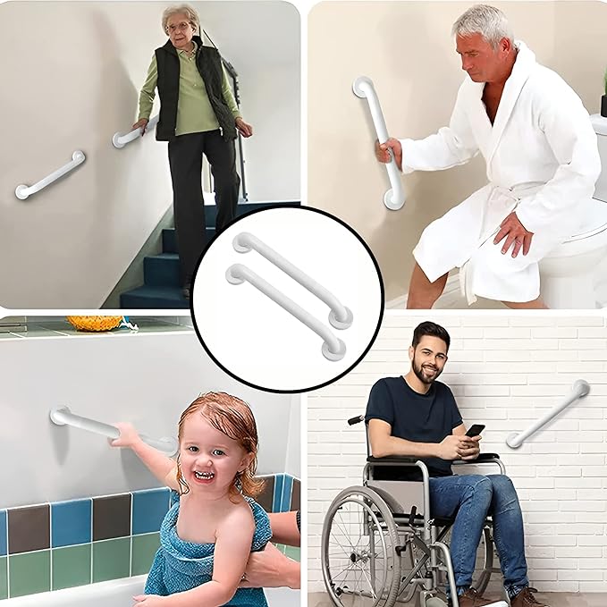 Shower Grab Bar, 2 Pack 16 Inch White Bathroom Grab Bar, 1.25" Diameter 304 - Image 6