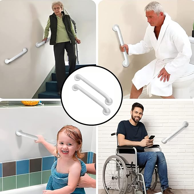 Shower Grab Bar, 2 Pack 12 Inch White Bathroom Grab Bar, 1.25" Diameter 304 - Image 6