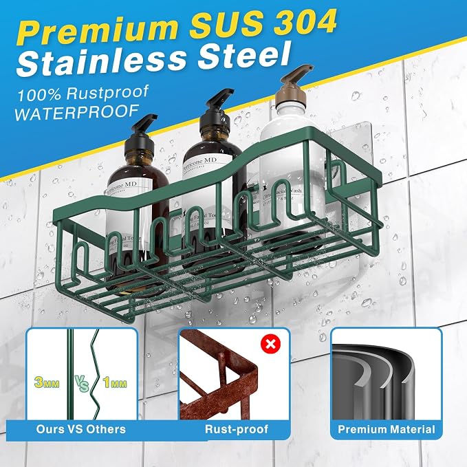 EUDELE Shower Caddy 2 Pack, Adhesive Shower Organizer - Image 6