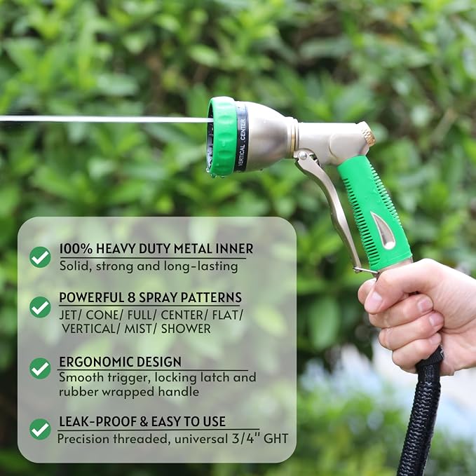 HOSUN Garden Hose Nozzle Sprayer Heavy Duty, 100% Metal Water Hose Nozzle - Image 3