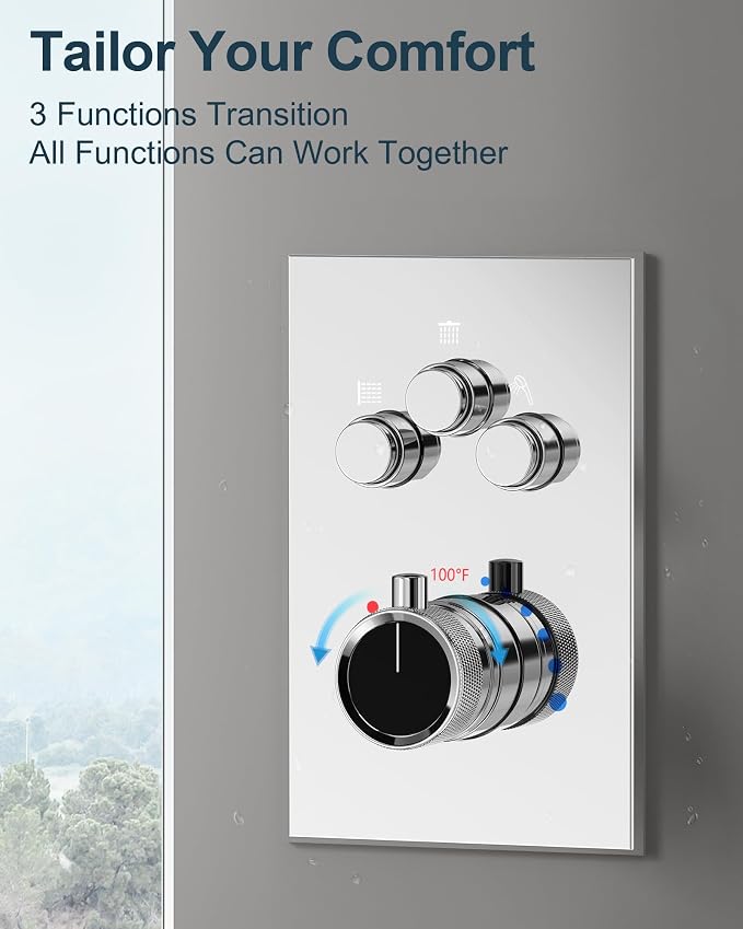 Thermostatic Shower System, Dual Rainfall Shower Heads - Image 4