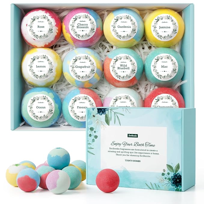 Bath Bombs for Women, Stocking Stuffers, Mothers Day Presents for Mom, Bath Bomb by ZenBombs