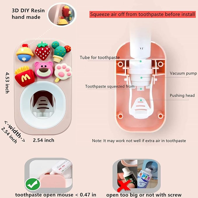 Automatic Toothpaste Dispenser & Toothpaste Holders and Wall Mounted Cup 3 - Image 4