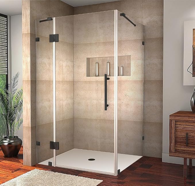 Avalux 48 in. W x 34 in. D x 72 in. H Rectangular Pivot Frameless Corner Shower - Image 2