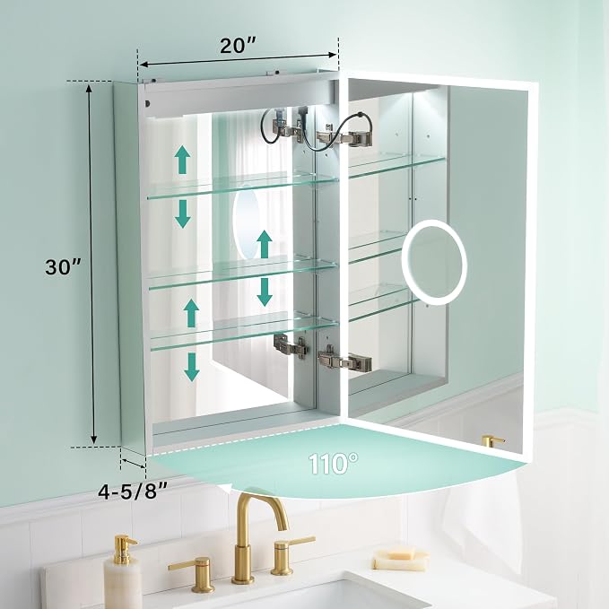 WELLFOR 20" X 30" LED Medicine Cabinet - Image 2