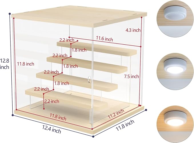 Choowin 5 Tier Clear Acrylic Lighted Display Case - Image 2
