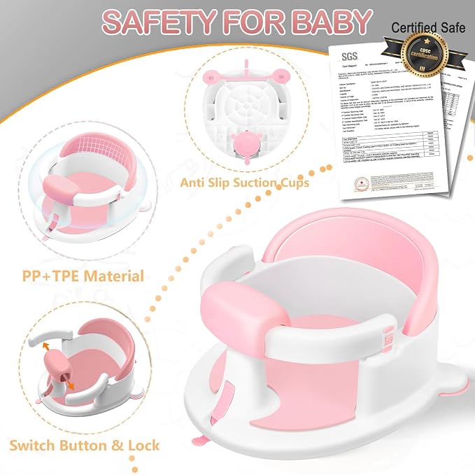 Baby Bath Seat for Babies 6 Months & up, Non-Slip Toddler Bath Seats for Babies - Image 5