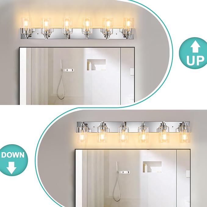 6-Light Bathroom Light Fixtures Modern Chrome Vanity Lights - Image 5