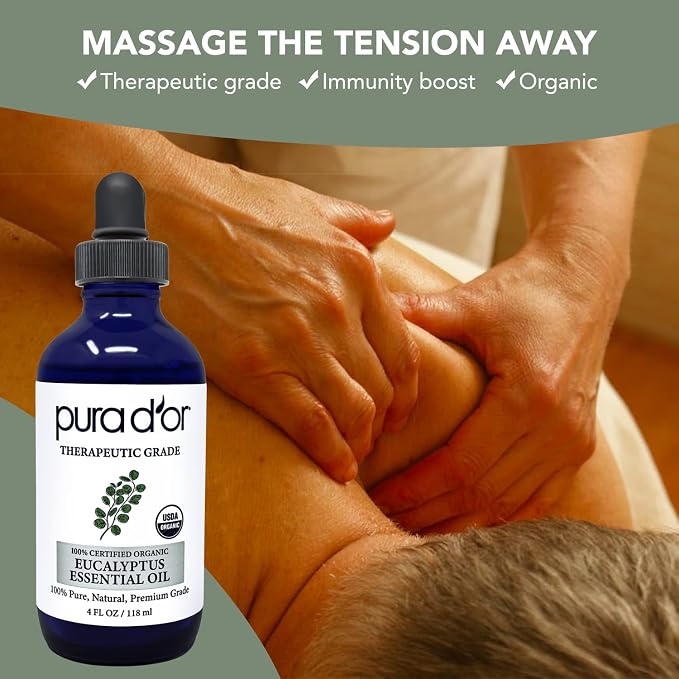 PURA D'OR Organic Eucalyptus Essential Oil 100% Pure & Natural Therapeutic Grade - Image 3