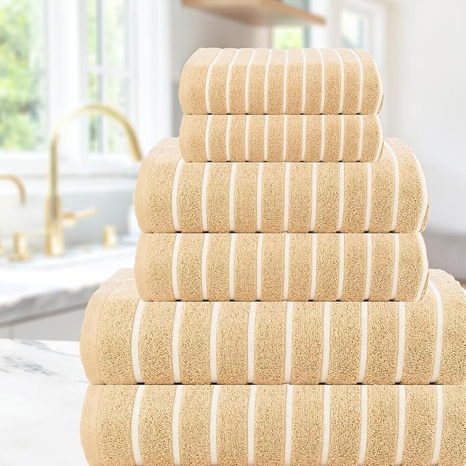 CASA COPENHAGEN Ecstatic 6 Pieces Towel Set- Beige, 600 GSM 2 Bath Towel 2 Hand - Image 4