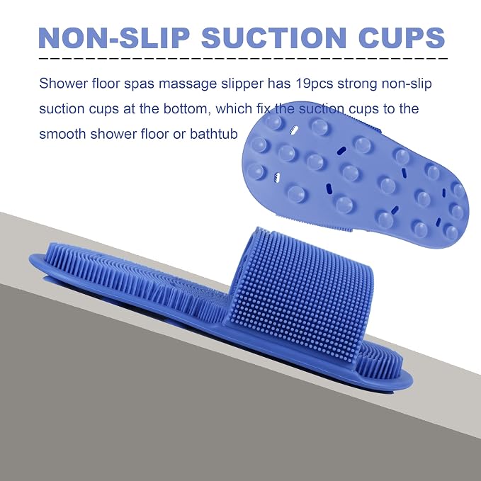 Shower Foot Scrubber with Non-Slip Suction Cups, Silicone Bristle Shower Foot - Image 4