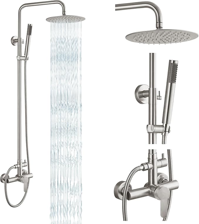 gotonovo Outdoor Shower Fixtures SUS304 Stainless Steel Rain Shower Kit Faucet by HOME