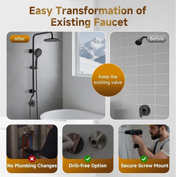 BRIGHT SHOWERS Rain Shower System Combo - Image 4