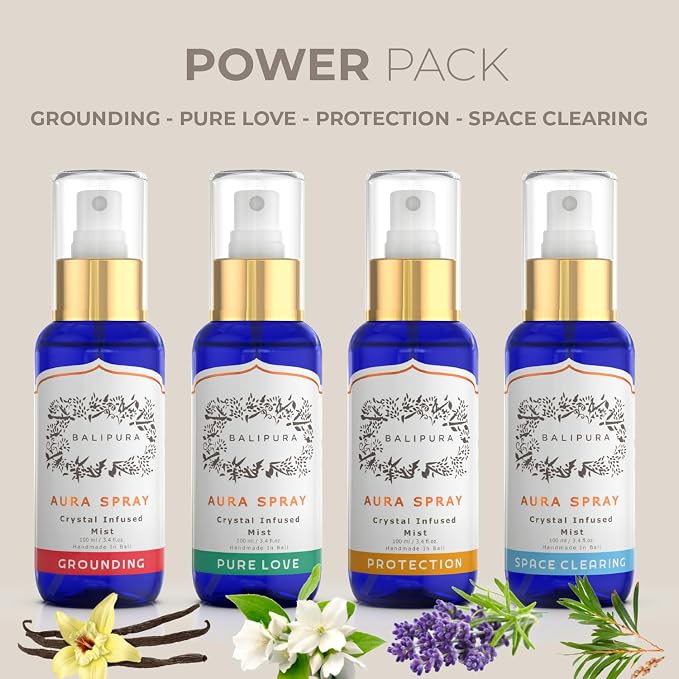 BALIPURA - 4 pc Variety Aura Cleansing Sprays Gift Set - Infused with Crystal - - Image 2