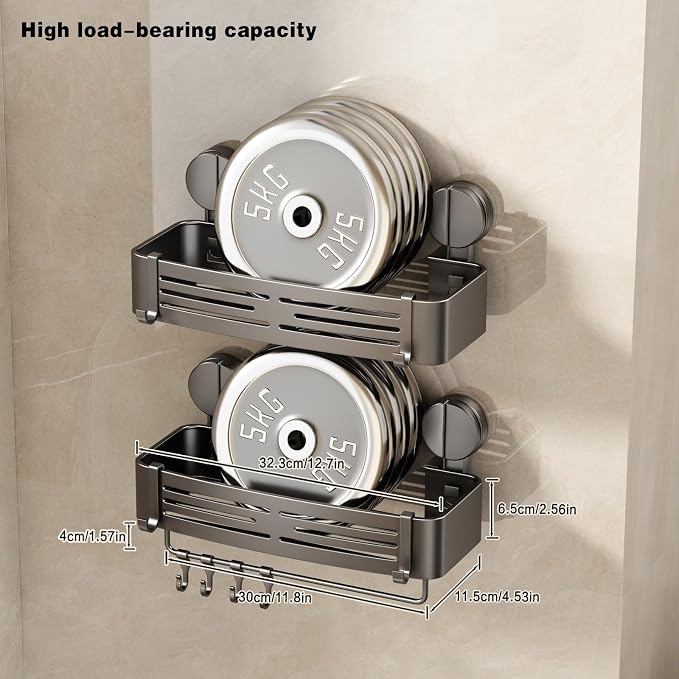 VOLPONE Shower Caddy Suction Cup No Drilling Suction Cup Shower Shelf Heavy - Image 6