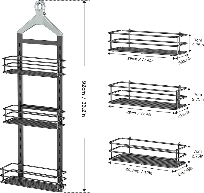 Orimade Adjustable Anti-slip Shower Caddy over Head, Rustproof Bathroom Hanging - Image 8