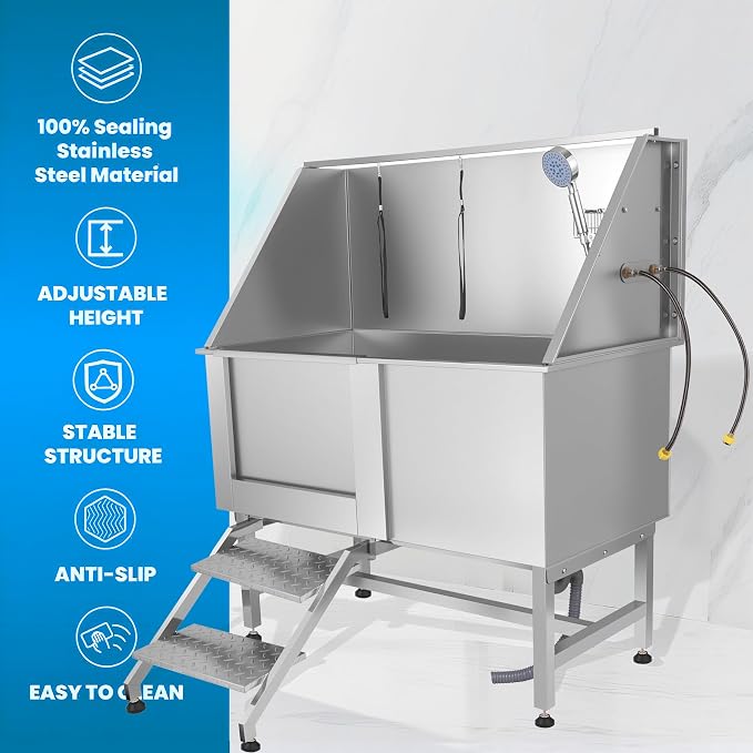 Dog Washing Station 50" Stainless Steel Dog Bathing Station - Image 3
