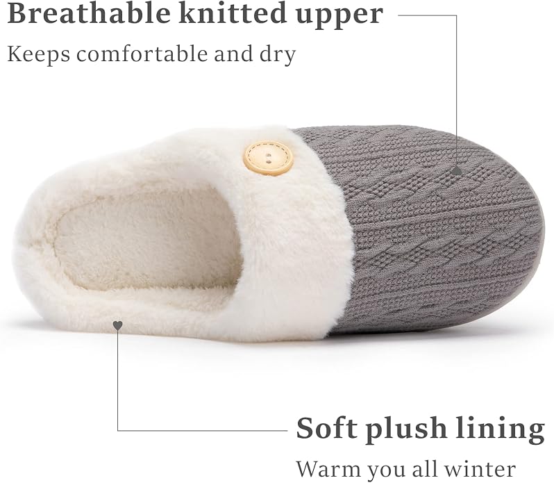 Chantomoo Womens Slipper Warm Comfy Memory Foam House Slippers Knitted Shoes - Image 3