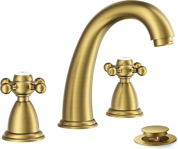 FORIOUS Brushed Gold Bathroom Faucet, Bathroom Sink Faucet 3 Hole by FORIOUS