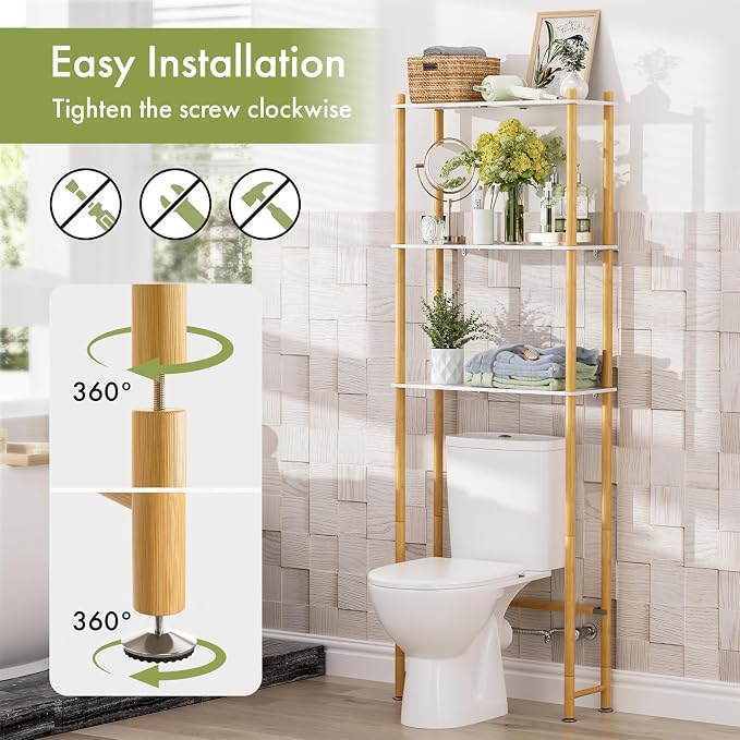 AmazerBath Bamboo Over The Toilet Storage Shelf, Bathroom Storage Organizer Rack - Image 5