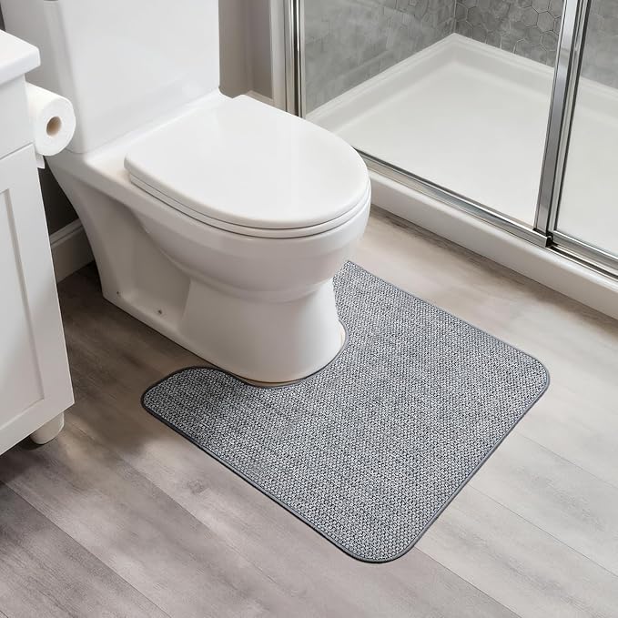 Toilet Rugs U Shaped Bathroom Rug, Machine Washable Non Slip Quick Dry Super by BosapDirect