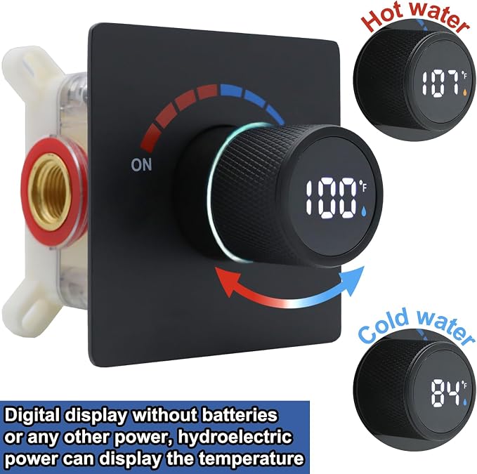 Digital Display Shower Valve Shower Valve Single Way Shower Diverter Valve - Image 3