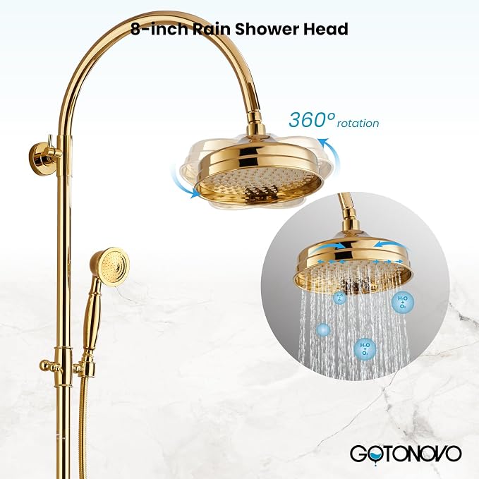 gotonovo Exposed Bathroom Shower System Classic Shower Kit 8 Inch Luxurious - Image 7
