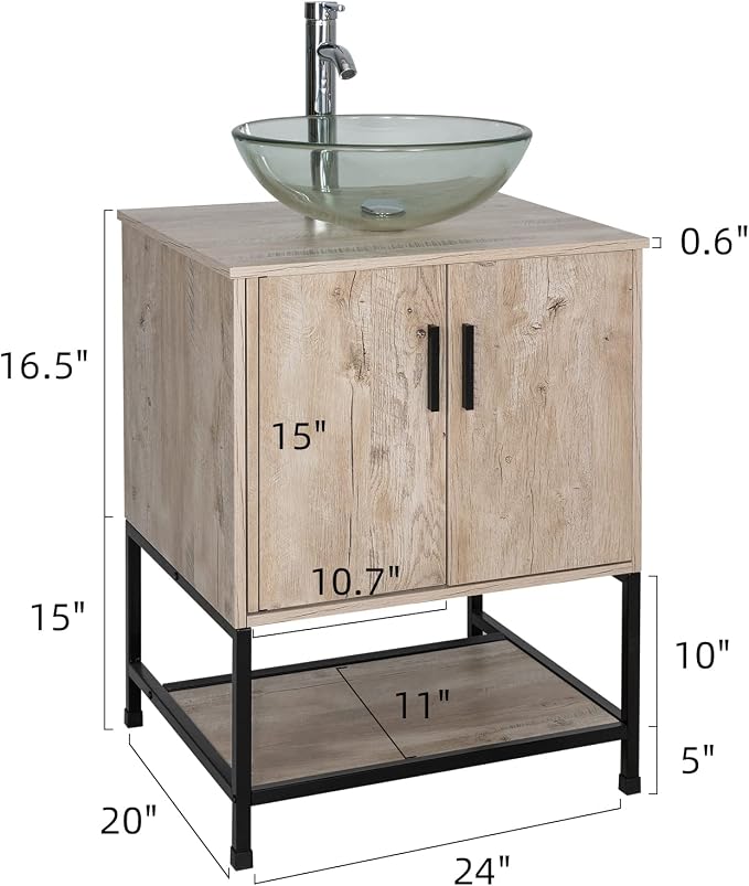 UEV 24" Bathroom Vanity, Oak Color Bathroom Vanity Set - Image 2