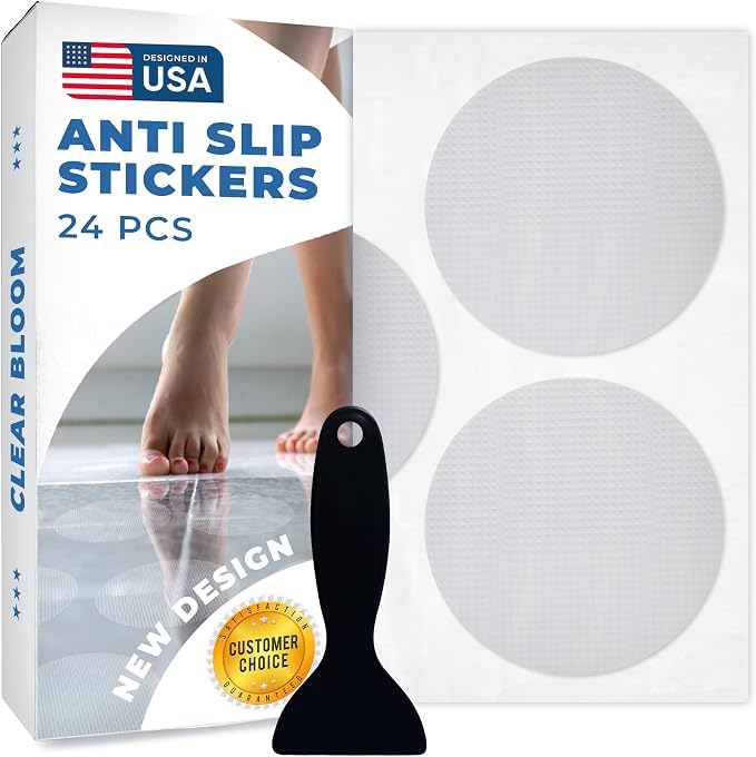 Anti Slip Shower Stickers 24 PCS, Invisible Non-Slip Shower Strips by ClearBloom