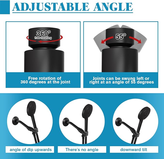 Shower Head Holder for Handheld Shower Head Adjustable Shower Arm Holder - Image 6